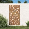 Patio Wall Decoration 41.3"x21.7" Corten Steel Bamboo Leaf Design