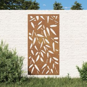 Patio Wall Decoration 41.3"x21.7" Corten Steel Bamboo Leaf Design
