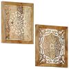 Hand-Carved Wall Panels 2 pcs Solid Mango Wood 23.6"x23.6"x1"