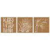 Patio Wall Decorations 3 pcs 21.7"x21.7" Corten Steel Grass Design