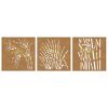 Patio Wall Decorations 3 pcs 21.7"x21.7" Corten Steel Grass Design