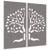 Patio Wall Decorations 2 pcs 41.3"x21.7" Corten Steel Tree Design