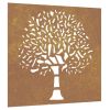 Patio Wall Decoration 21.7"x21.7" Corten Steel Tree Design