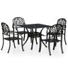 5 Piece Bistro Set Cast Aluminum Black