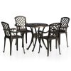 5 Piece Bistro Set Cast Aluminum Bronze